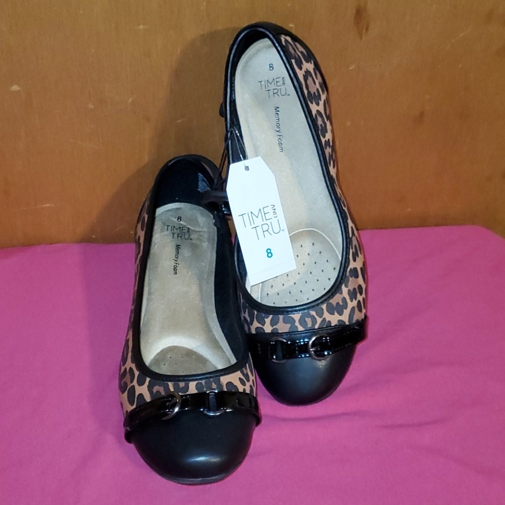 Womens Animal Print Flats With Memory Foam